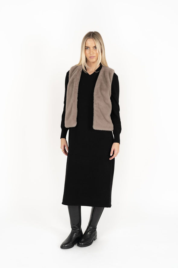 Humidity 'Vienna Faux Fur Vest' - Smoke