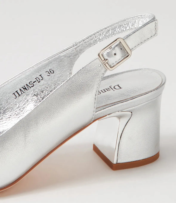 Django & Juliette 'Jianas Sling Back Heel' - Silver