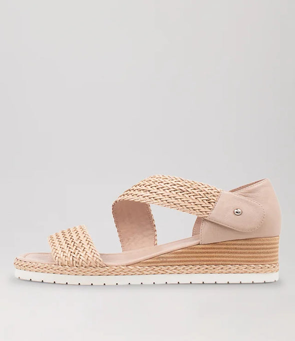 Django & Juliette 'Ide Wedge Sandal' - Nude Weave
