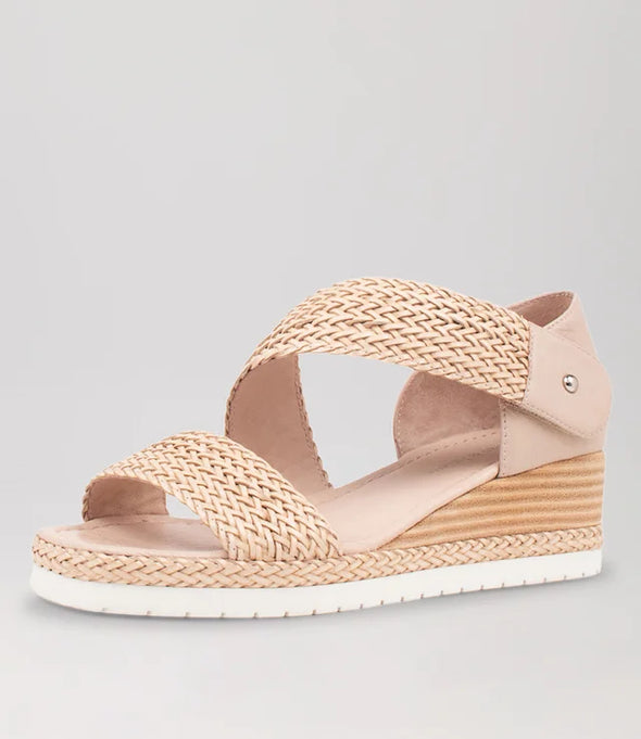 Django & Juliette 'Ide Wedge Sandal' - Nude Weave