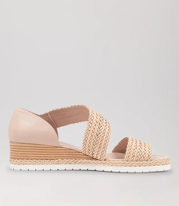 Django & Juliette 'Ide Wedge Sandal' - Nude Weave