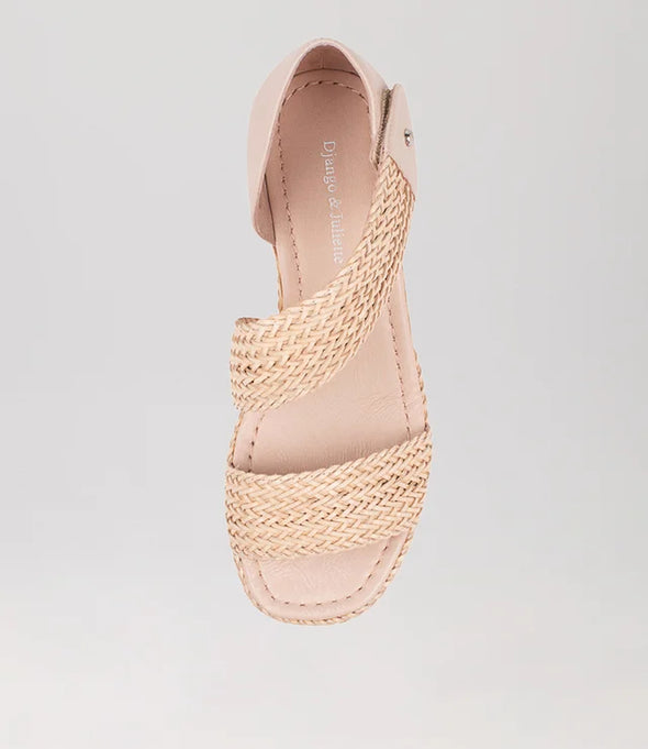 Django & Juliette 'Ide Wedge Sandal' - Nude Weave