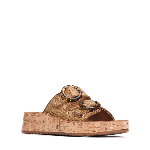 Los Cabos 'Ferro Wedge Slide' - Brown Rafia