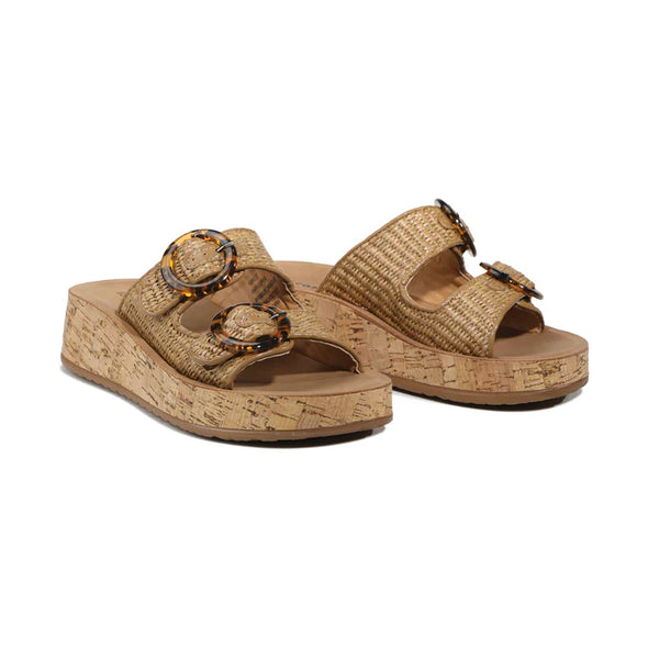 Los Cabos 'Ferro Wedge Slide' - Brown Rafia