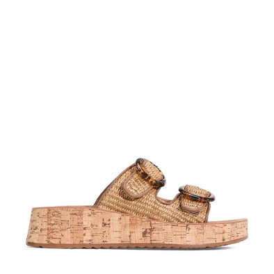 Los Cabos 'Ferro Wedge Slide' - Brown Rafia