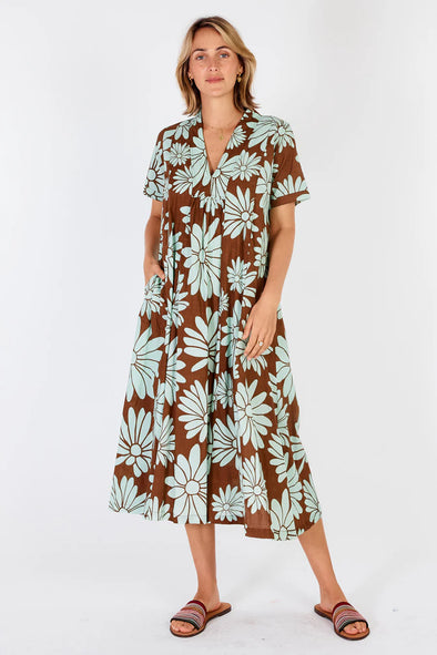 Ibisa 'Edmonton Midi Dress' - Coffee