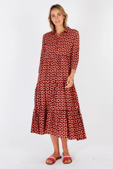 Ibisa 'Montreal Button Dress' - Cranberry