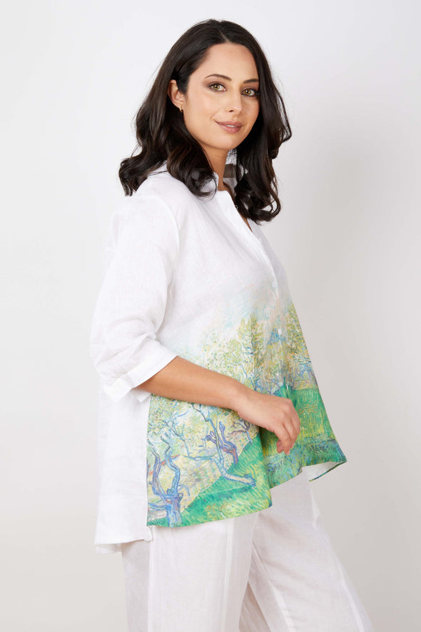 JJ Sisters 'LL42 Linen Shirt' - White Water Colour