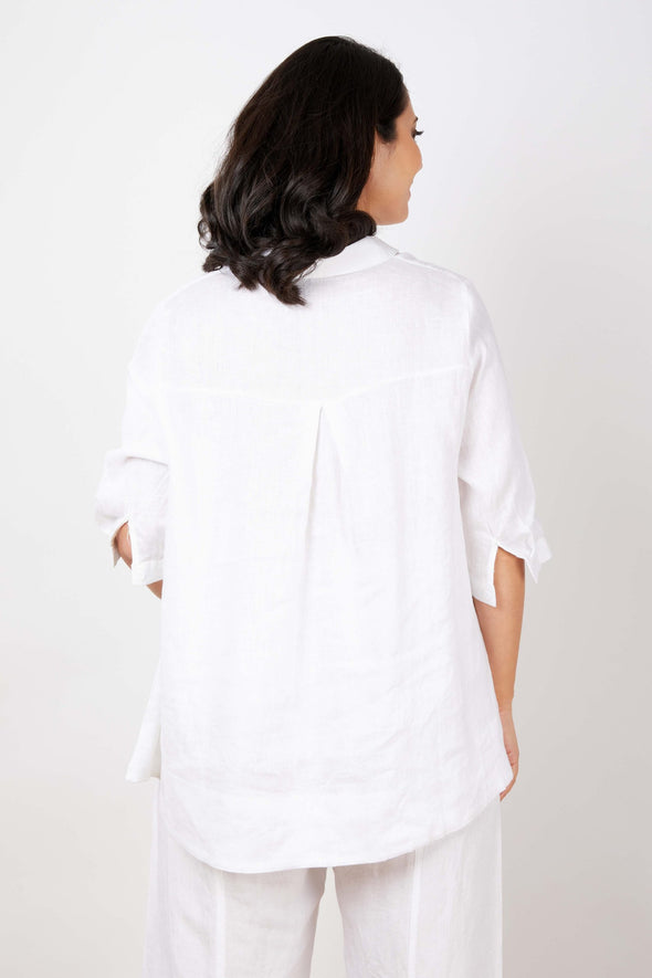 JJ Sisters 'LL42 Linen Shirt' - White Water Colour