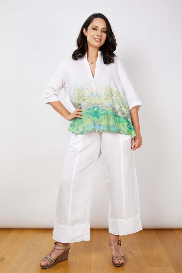 JJ Sisters 'LL42 Linen Shirt' - White Water Colour