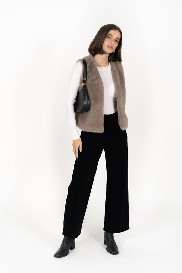 Humidity 'Vienna Faux Fur Vest' - Smoke