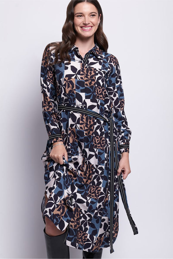Foil '8105 On the Strip Shirt Dress' - New Leaf