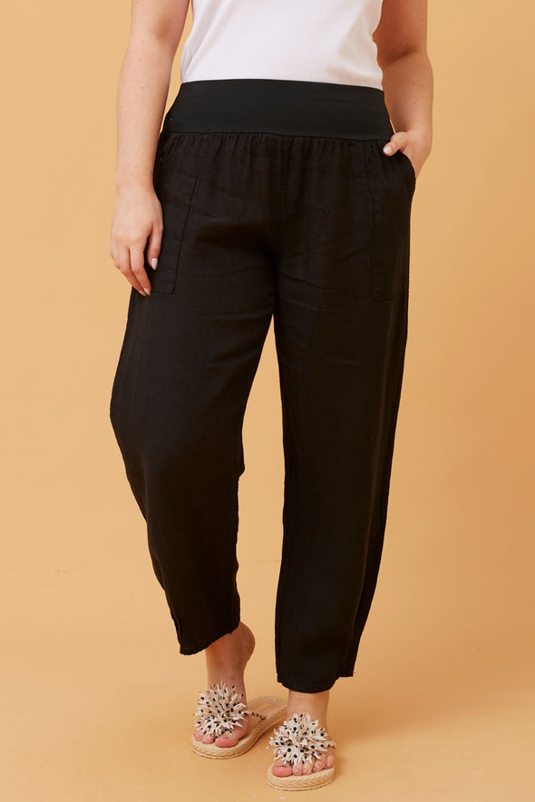 Bottega Moda 'Donna Linen Pant' - Black