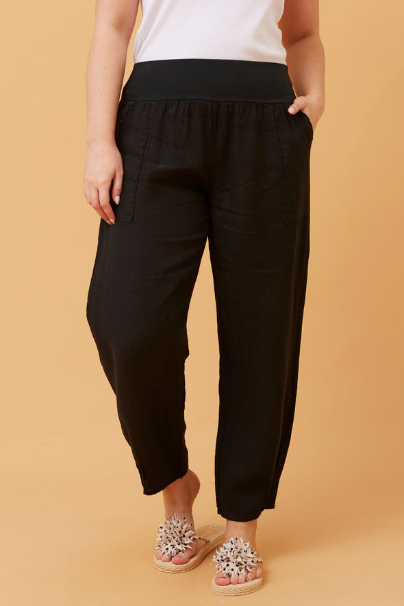 Bottega Moda 'Donna Linen Pant' - Black