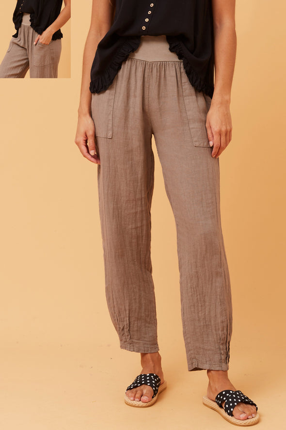 Bottega Moda 'Donna Linen Pant' - Fango (Taupe)