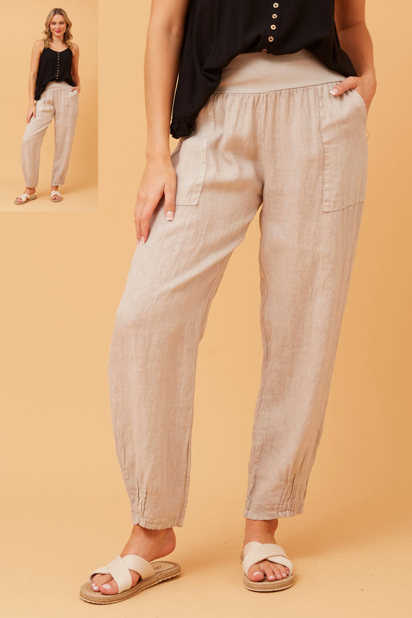 Bottega Moda 'Donna Linen Pant' - Linen (Natural)