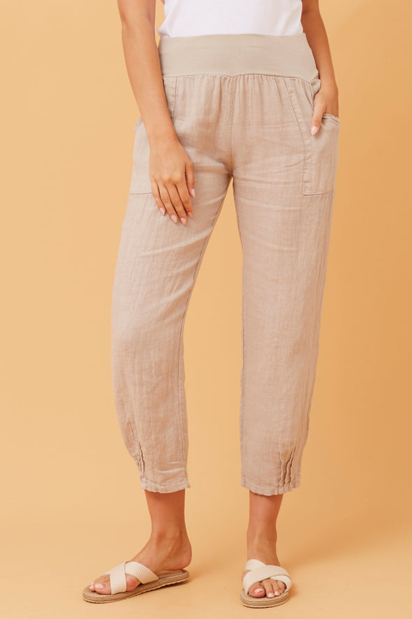 Bottega Moda 'Donna Linen Pant' - Linen (Natural)