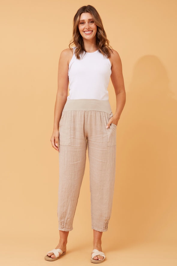 Bottega Moda 'Donna Linen Pant' - Linen (Natural)