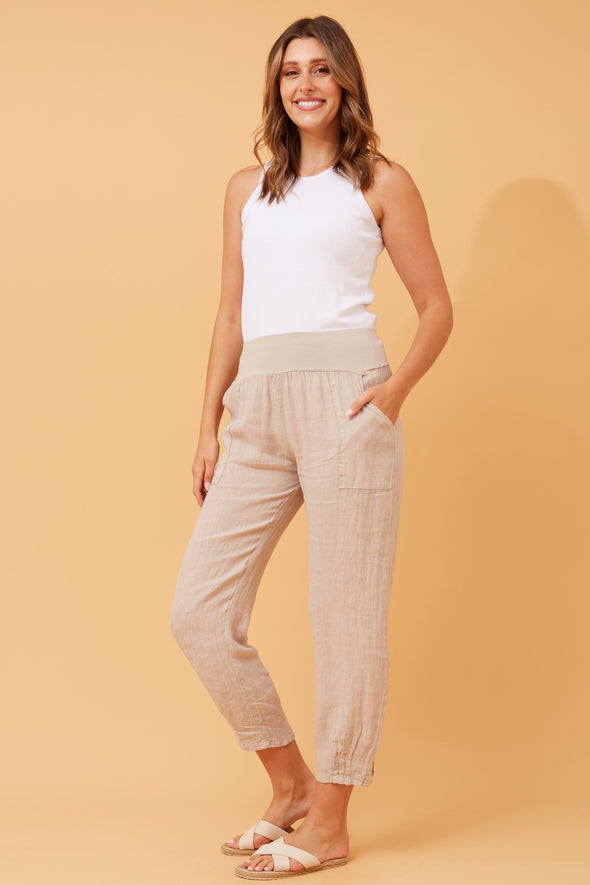 Bottega Moda 'Donna Linen Pant' - Linen (Natural)