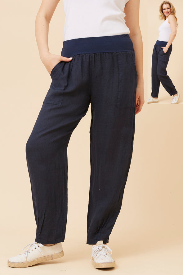 Bottega Moda 'Donna Linen Pant' - Navy