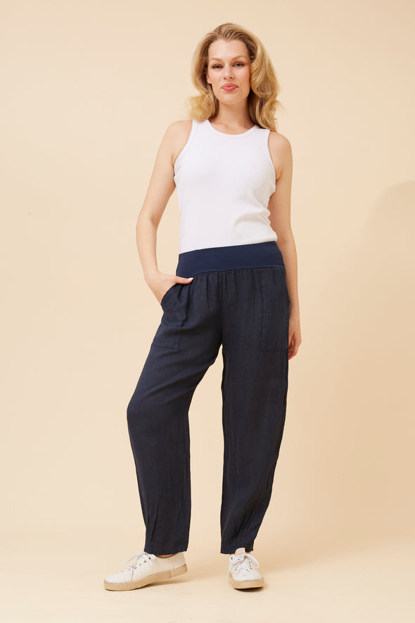 Bottega Moda 'Donna Linen Pant' - Navy