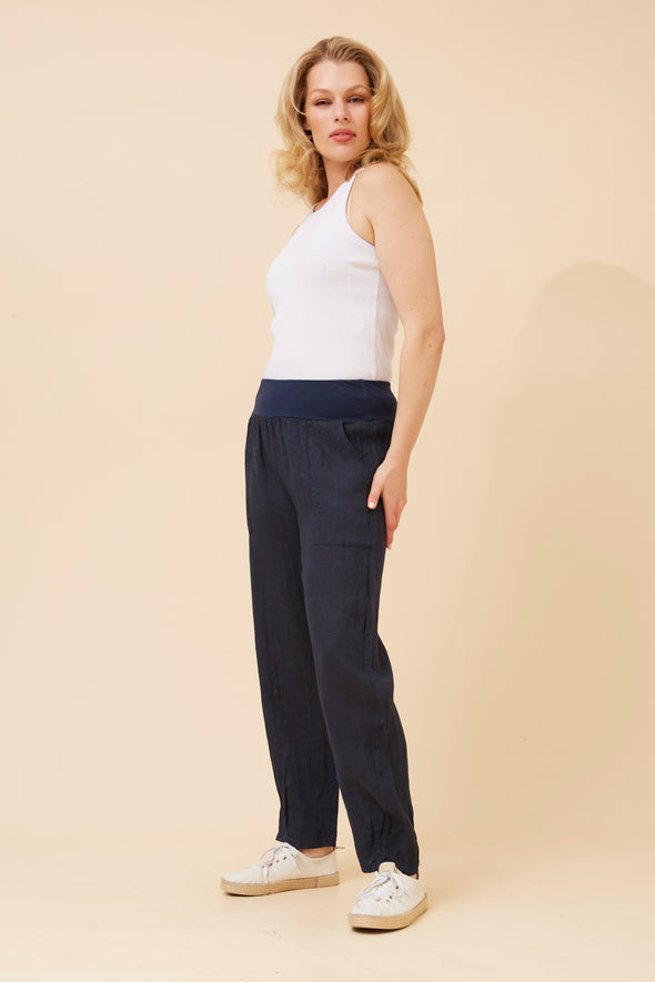 Bottega Moda 'Donna Linen Pant' - Navy