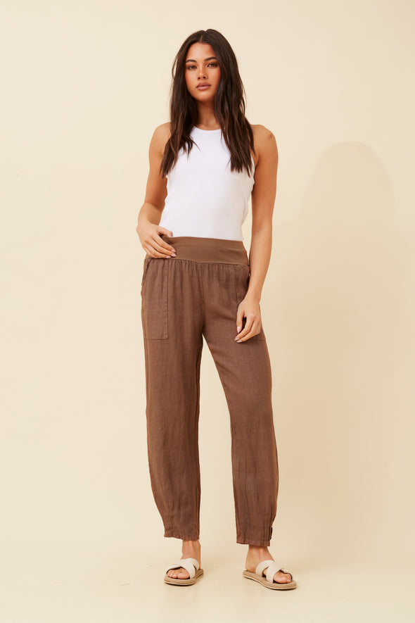 Bottega Moda 'Donna Linen Pant' - Tobacco