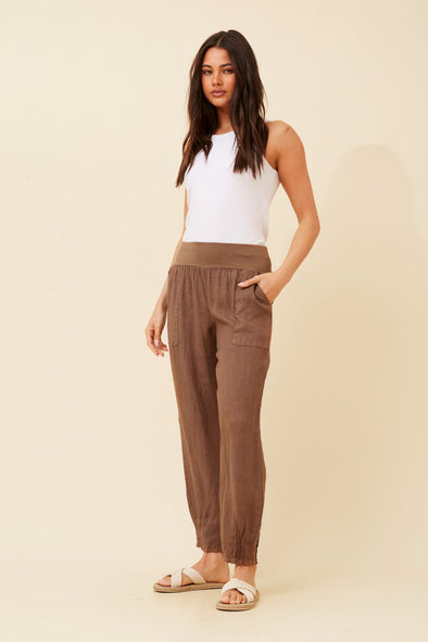 Bottega Moda 'Donna Linen Pant' - Tobacco
