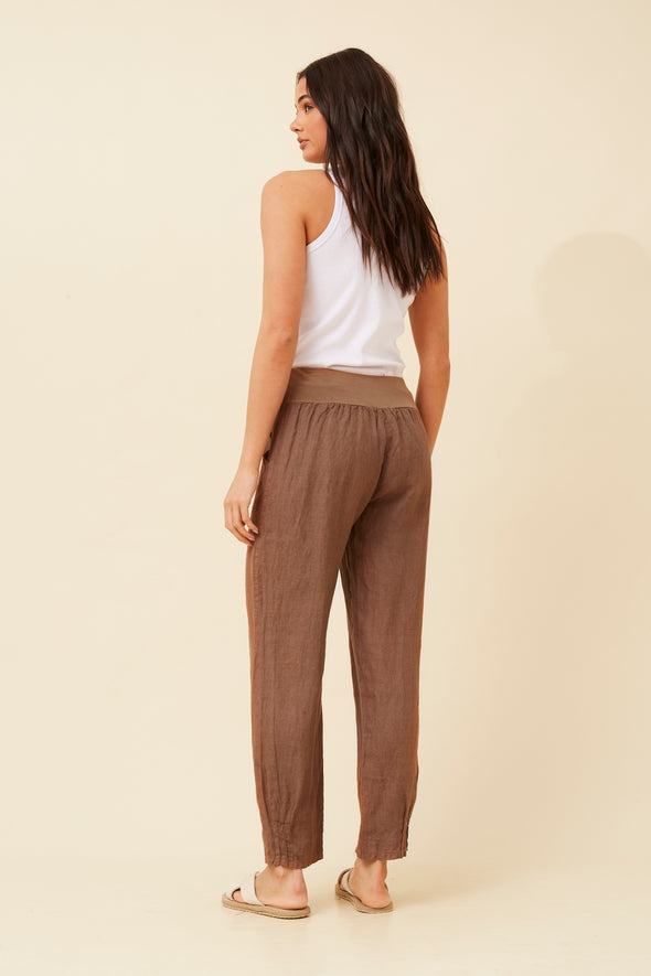Bottega Moda 'Donna Linen Pant' - Tobacco