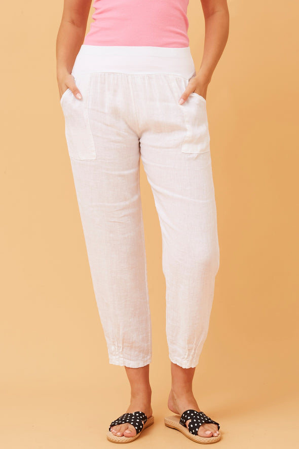 Bottega Moda 'Donna Linen Pant' - White