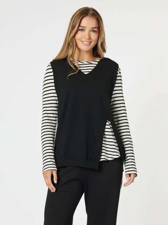 Threadz 'Vicky Side Split Vest' - Black