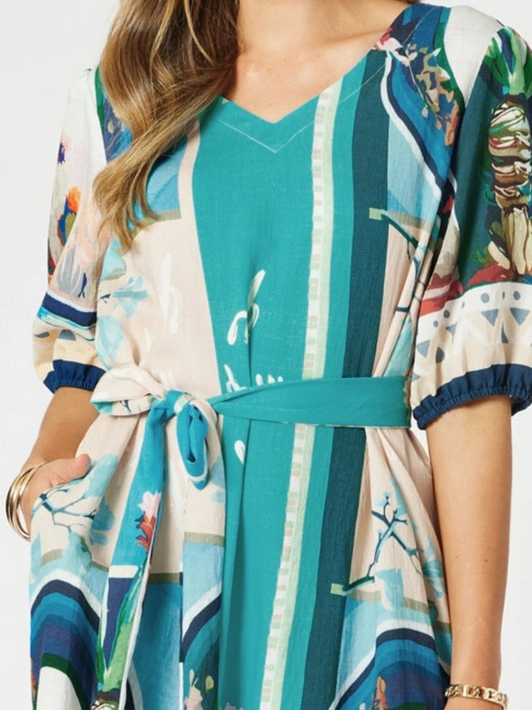 Clarity 'Tulum Print Dress' - Blue Multi