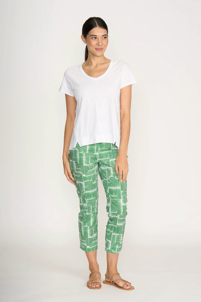 Foil 'Fuss Free Trapeze Capri Pant'- Lush Leaves
