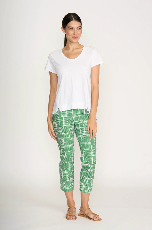 Foil 'Fuss Free Trapeze Capri Pant'- Lush Leaves