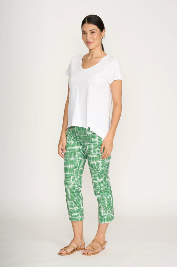Foil 'Fuss Free Trapeze Capri Pant'- Lush Leaves