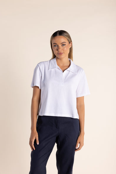 Two T's '2865 Crop Polo T-Shirt' - White