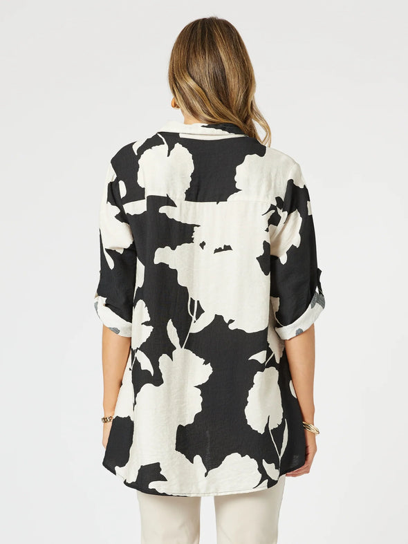 Clarity 'Barcelona Shirt Floral Print' - Black/Natural