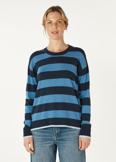 Zaket & Plover '7127 Block Striped Sweater' - Denim