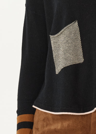 Zaket & Plover '7142 Birdseye Trim Sweater' - Black