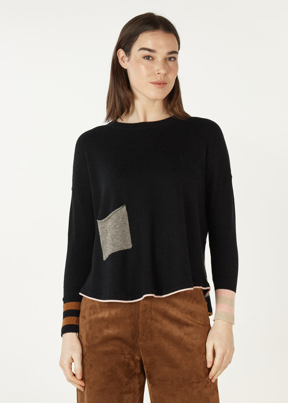 Zaket & Plover '7142 Birdseye Trim Sweater' - Black