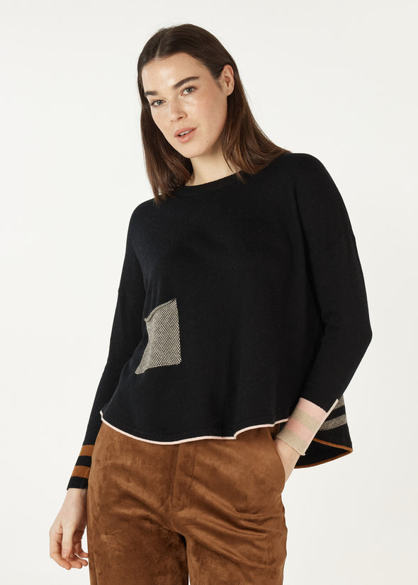 Zaket & Plover '7142 Birdseye Trim Sweater' - Black
