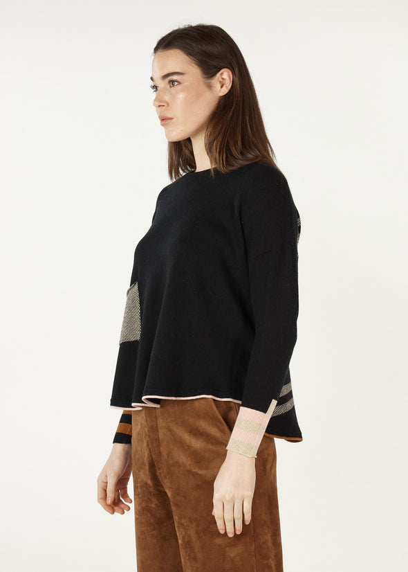 Zaket & Plover '7142 Birdseye Trim Sweater' - Black