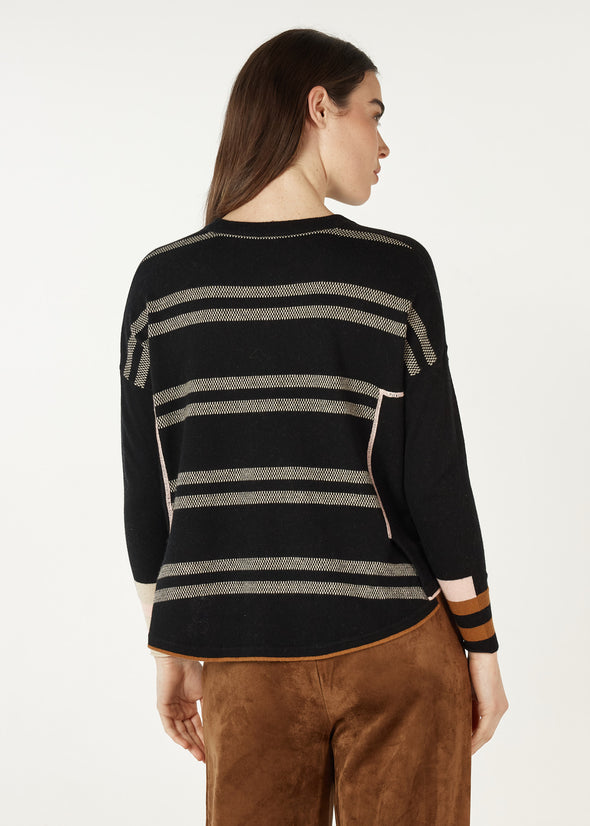 Zaket & Plover '7142 Birdseye Trim Sweater' - Black