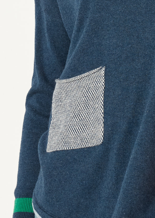 Zaket & Plover '7142 Birdseye Trim Sweater' - Denim