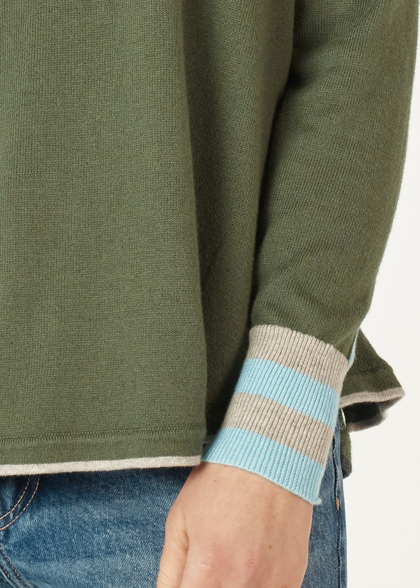 Zaket & Plover '7142 Birdseye Trim Sweater' - Olive