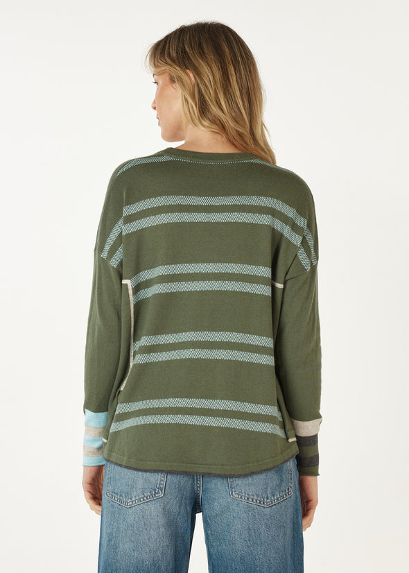 Zaket & Plover '7142 Birdseye Trim Sweater' - Olive