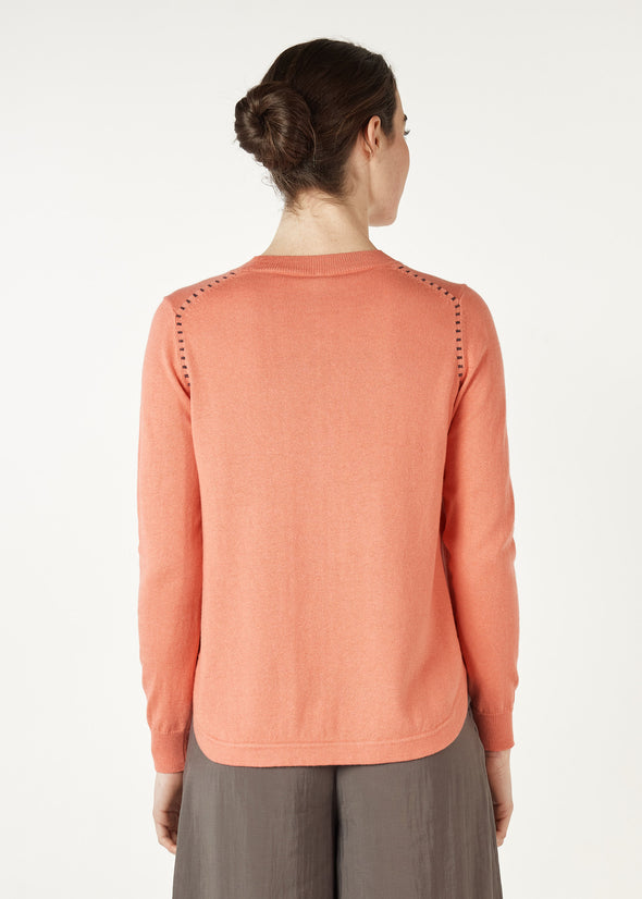 Zaket & Plover '7155 Essential Shirt Hem Sweater'- Guava