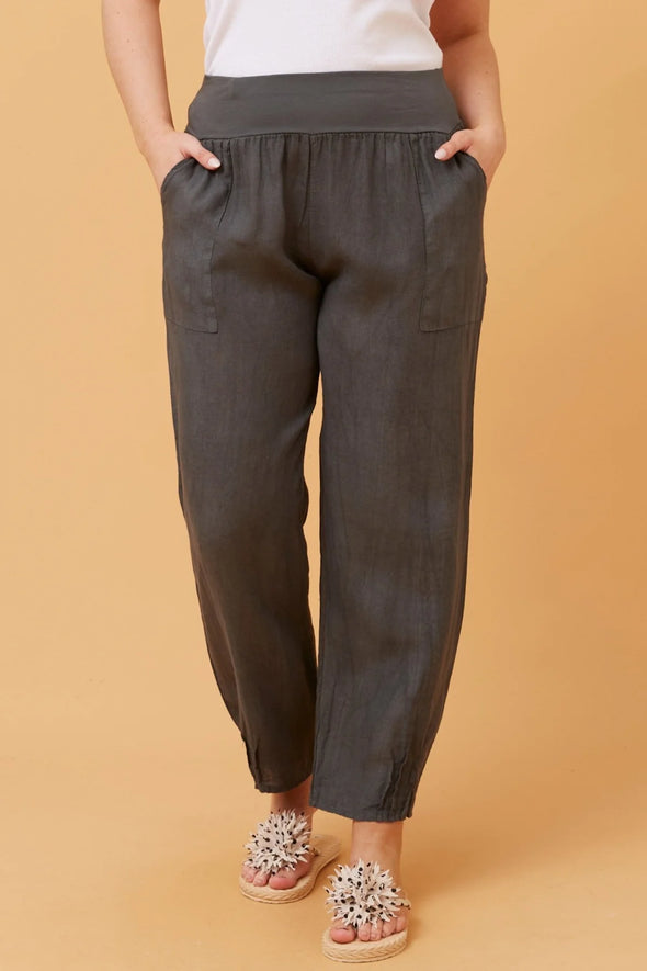 Bottega Moda 'Donna Linen Pant' - Charcoal