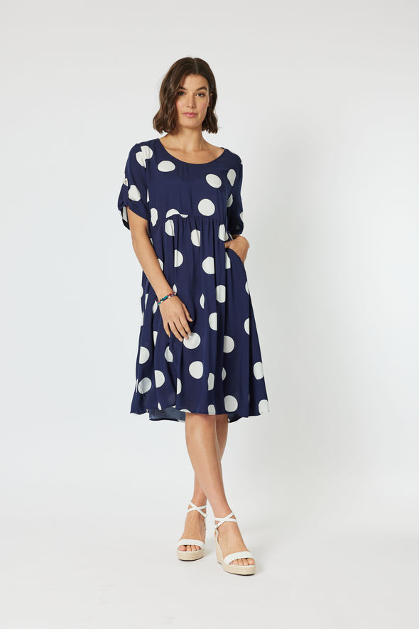 Clarity 'Spot The Dress' - Navy & White Spot