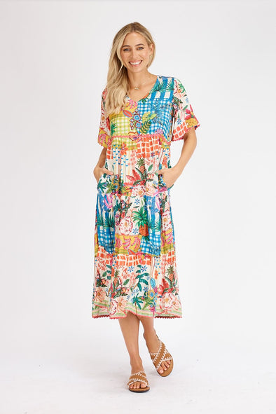 Lula Life 'Tropical Midi Dress' - Multi Print